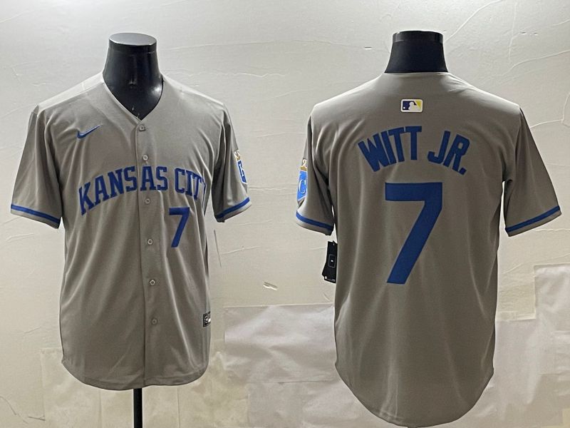 Men Kansas City Royals #7 Witt jr Grey Game 2025 Nike MLB Jersey style 3164->kansas city royals->MLB Jersey